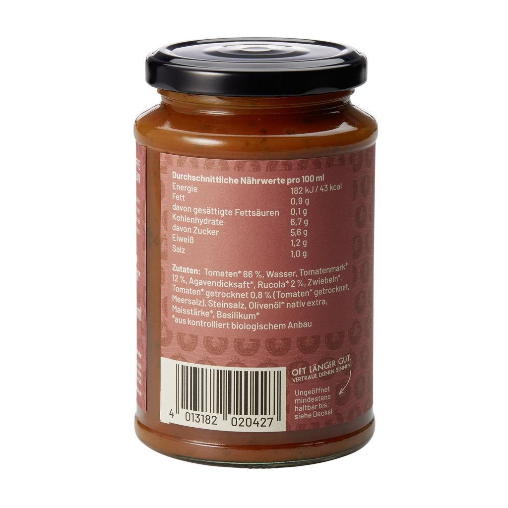 Tomatensuppe Rückseite mit Nährwerttabelle