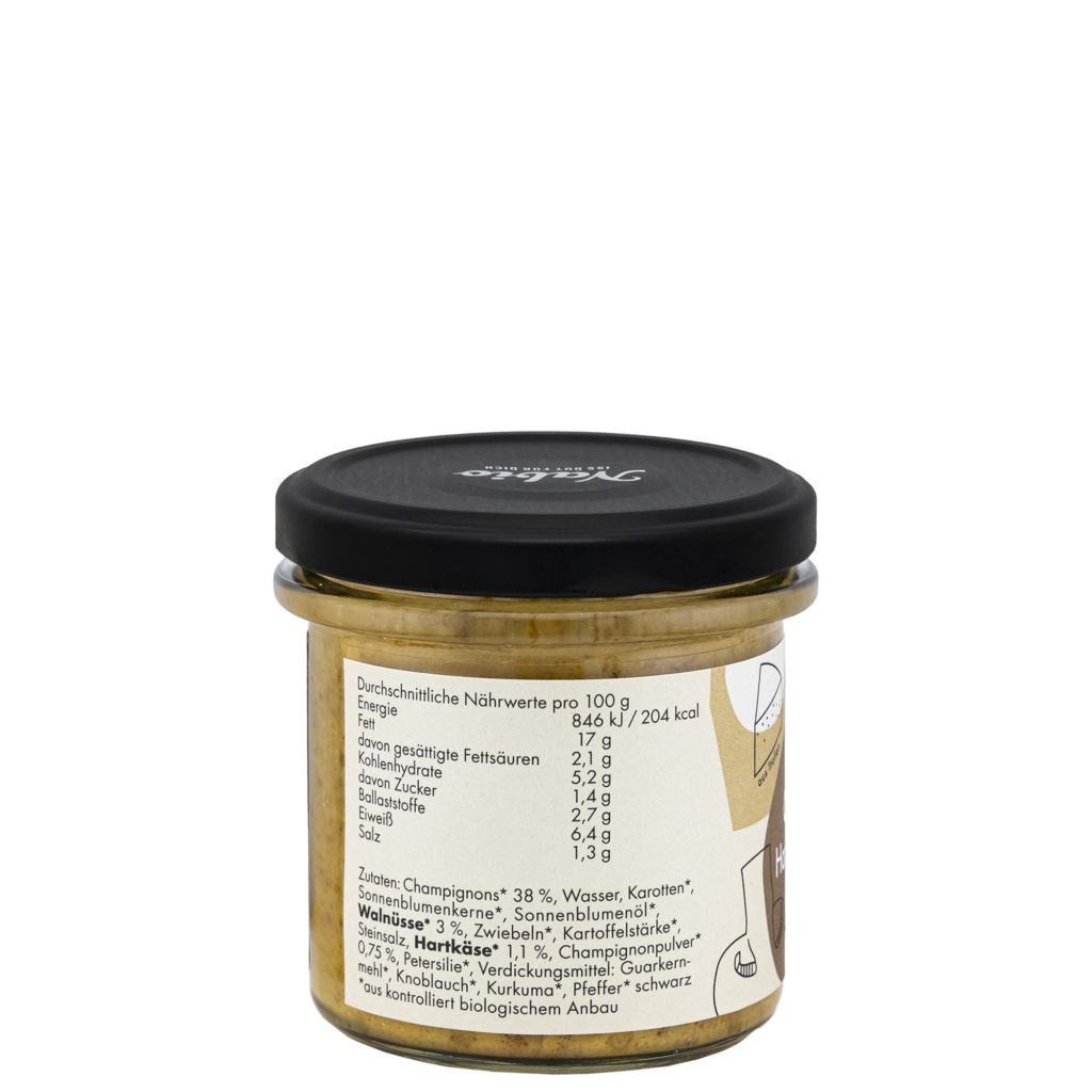 Champignon Hartkäse Walnuss Rückseite